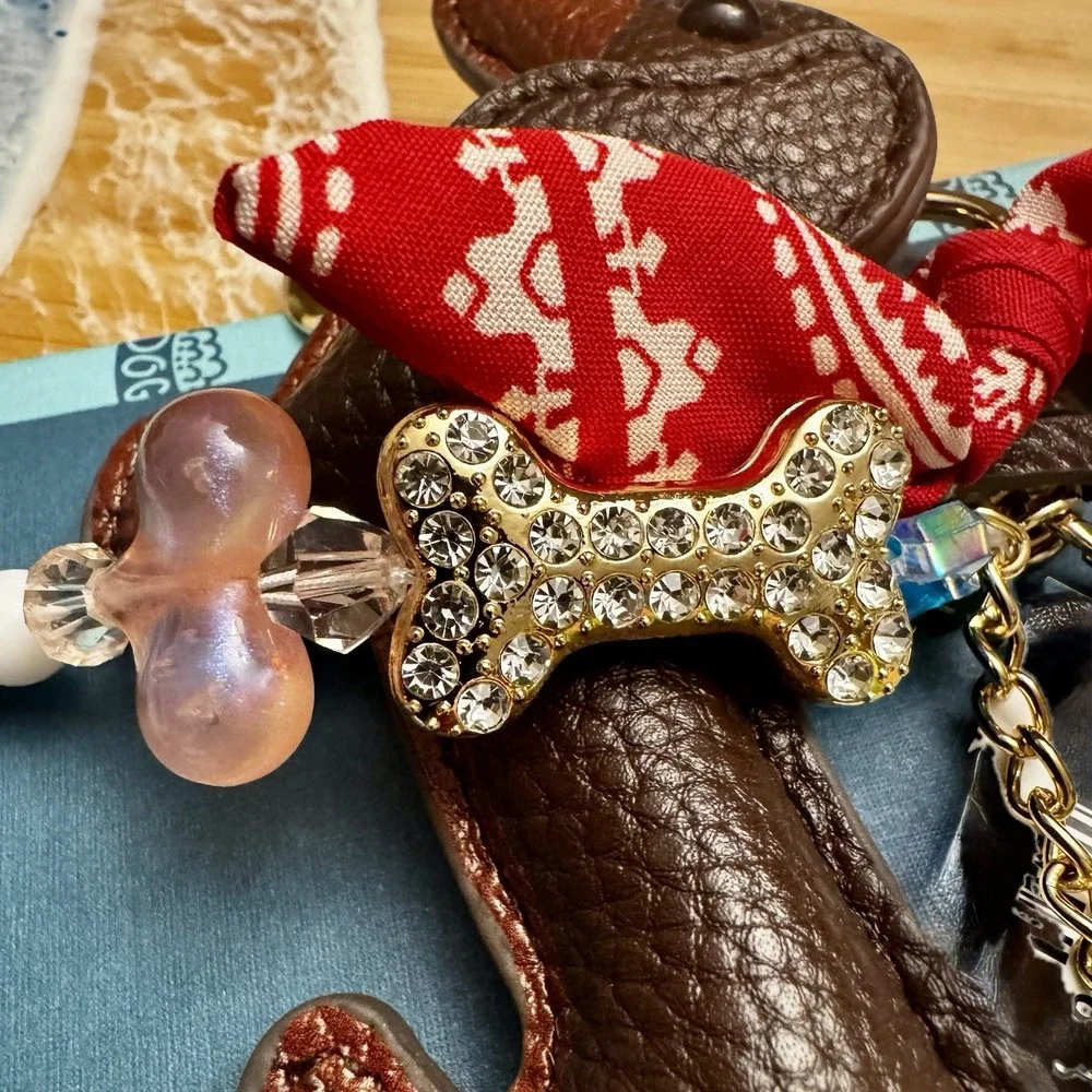 Piper K Dachshund Bag Charm Key Chain Dog Bandana Tennis Ball Bling‎ New